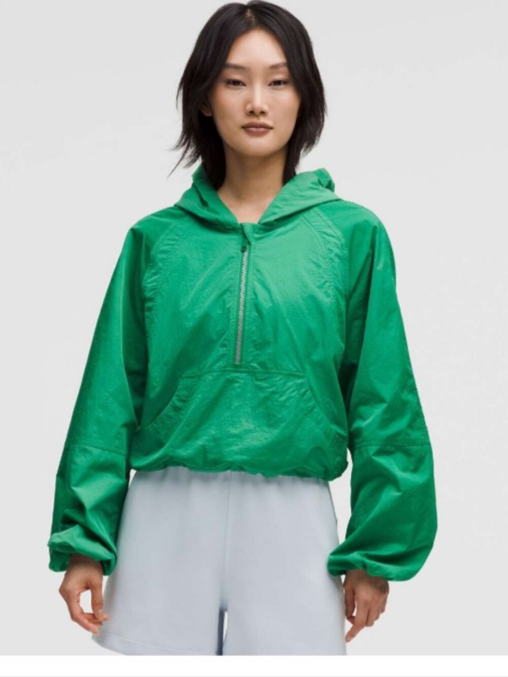 NWT Lululemon Women's 6 Green Scuba Cropped Anorak Hooded Jacket Pullover